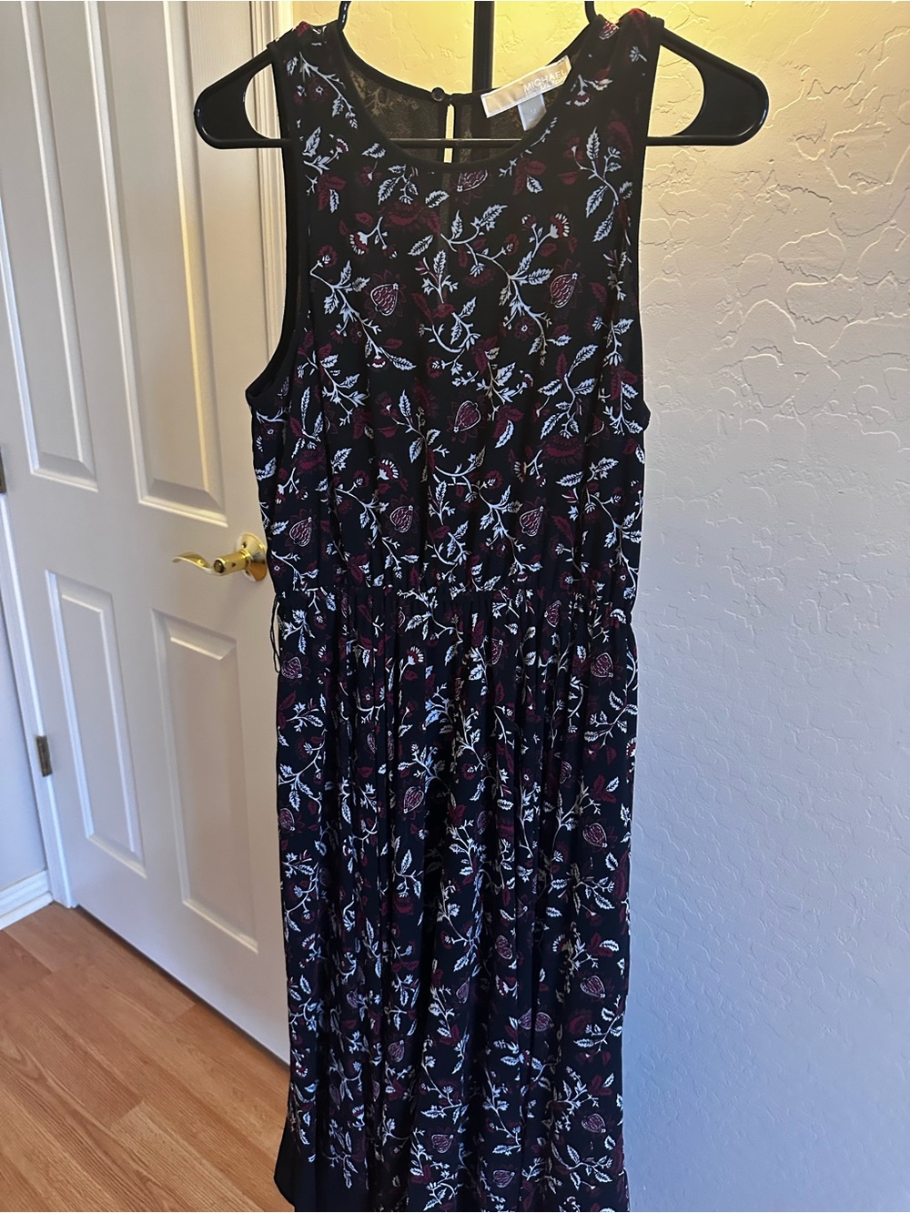 Michael Kors Burgundy and Black Floral Midi Dress - Picture 3 of 6